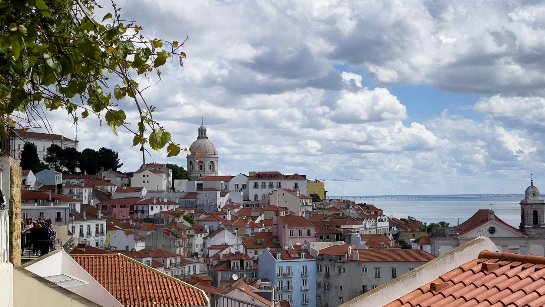 Terracotta rooftops of Lisbon overlooking the Tagus River