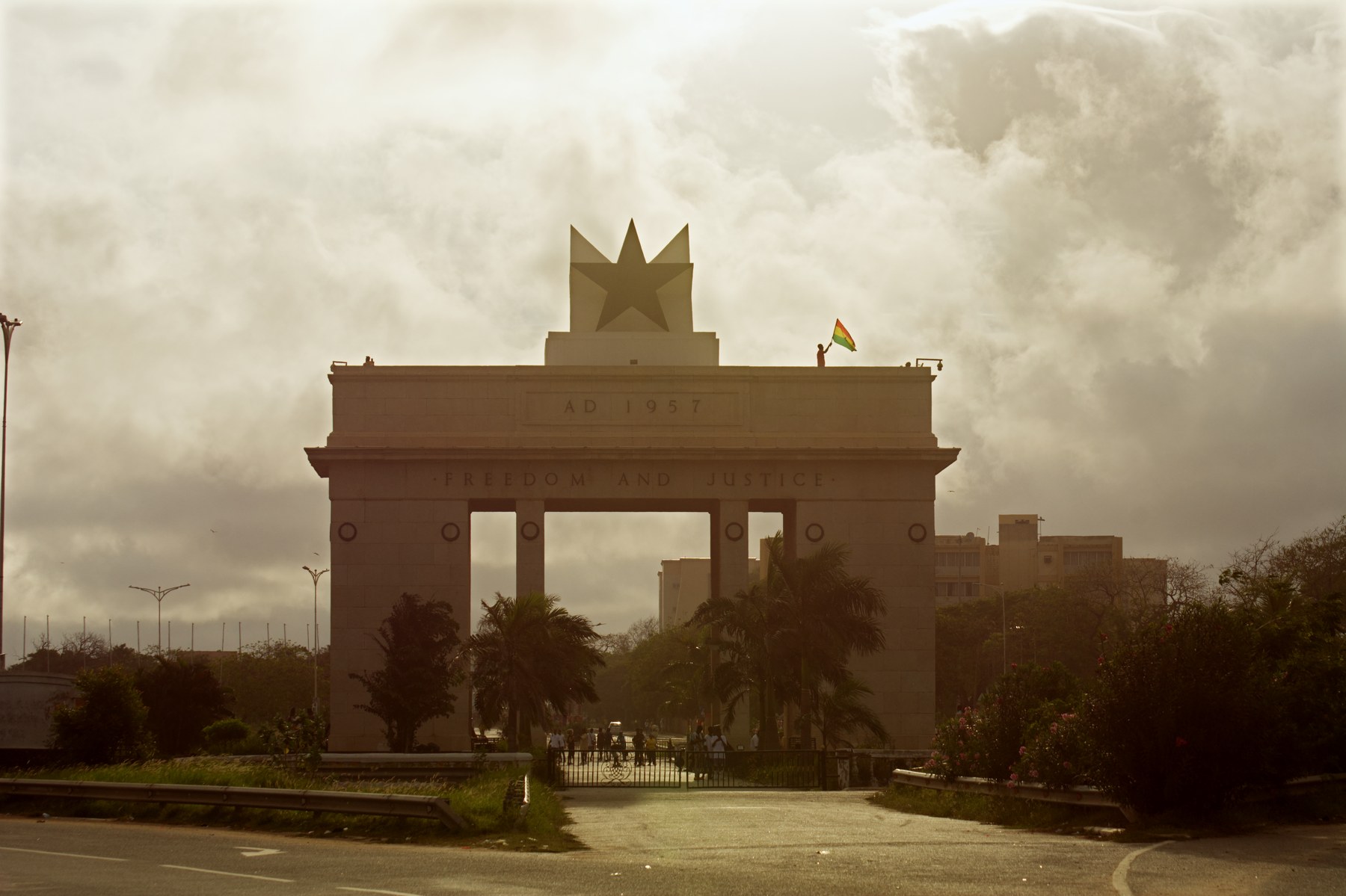 Black Star Gate in Accra, Ghana, in warm evening light